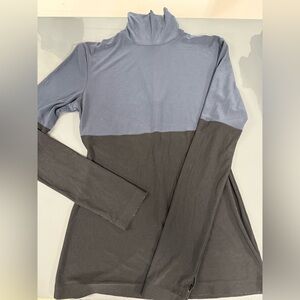 Norma Kamali Turtleneck Block Color Black Gray